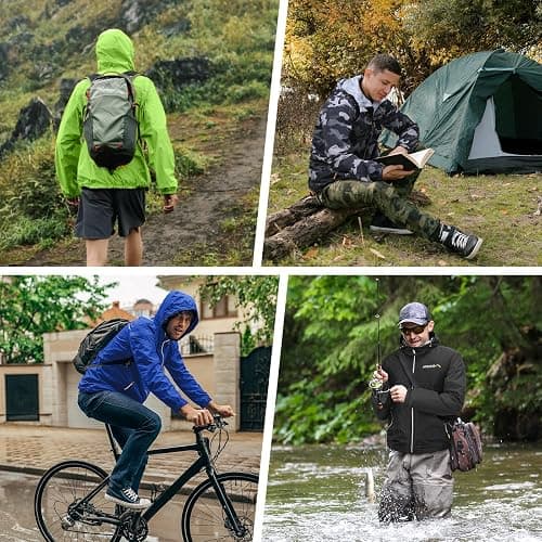 APEXUP Packable Rain Jacket Men with Reflective Zipper, Lightweight Waterproof Raincoat, Mens Rain Jacket for Outdoor Sports thumbnail 6