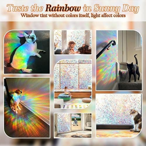 Rainbow Window Privacy Film Decorative, Stained Glass Window Tint for Home, 3D Decals Window Clings for Glass Windows, Static Cling Window Sticker, Suncatcher Window Cover, 23.6 Inch x 157.4 Inch thumbnail 5