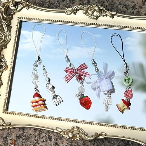 VZZNN 4 PCS Cute Phone Charms Y2K Aesthetic Kawaii Pink Phone Charms Strap Aesthetic for Bag Purse Backpack Wallet Pendants Decor thumbnail 3