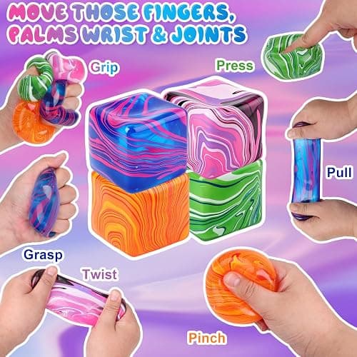 Squishies Stress Cube Toys,Adults Squishies Anxiety Relief Maltose Ball,Gel Filled Stretchy Stress Balls, Sensory Toy with a Super Solid Squish for Anxiety Relief Sensory & Focus (Orange) thumbnail 3