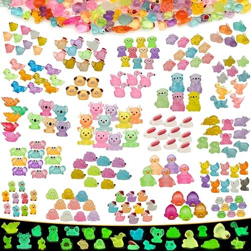 Tardigrade 200pcs Luminous Mini Resin Animals, Tiny Mini Animal Figures to Hide, Miniature Figurines Glow in The Dark Variety Micro Landscape for Potted Plants Garden Aquariums Dollhouse Gift Package - Image 1