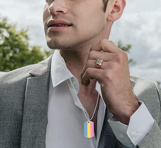 COLDDOX Progress Pride Dog Tags Pendant Rainbow Pride Gift LGBT Necklace - Pansexual Pride thumbnail 4