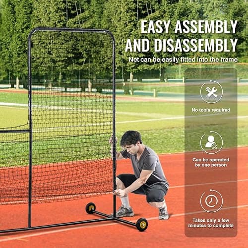 VEVOR Batting Screen - Baseball & Softball Protector with Carry Bag & Ground Stakes, Pitching Net for Pitchers Protection thumbnail 6