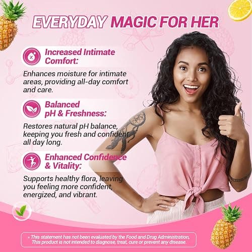 BURMINY Her Juicy Feminine Probiotics Gummies, Premium Feminine Balance Probiotics with Slippery Elm for Women's pH Balance and Freshness – Support Daily Wellness & Comfort 60 Pineapple Gummies thumbnail 3