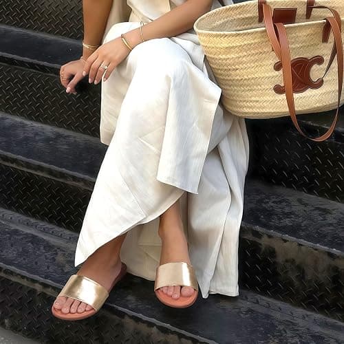 FITORY Women's Slide Sandals Fashion Round Toe With Classic Single Strap Slippers for Beach Size Size 6-11 thumbnail 5