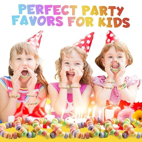 36-pack Bulk Candy Bracelets For Kids 2.5 Inch - Individually Wrapped - Stretchable Edible Colorful Fruit Flavor Rainbow Bracelets For Birthday Party Favors Supplies & Goodie Bags, Halloween Candy thumbnail 6