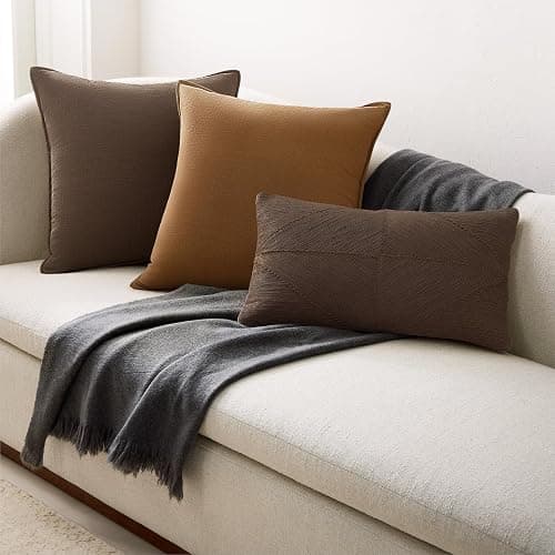 Drapenova Brown Pillow Covers Pack of 4 Decorative Throw Pillow Covers Soft Accent Pillows Boho Couch Cushion Covers Modern Home Decor for Living Room Bed Sofa 16x16 Inch thumbnail 6