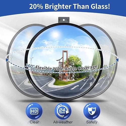 12-Inch Convex Safety Mirror– 160° Adjustable Wide Angle Acrylic Traffic Mirror for Driveway, Garage & Warehouse, Eliminate Blind Spots, Shatterproof Indoor/Outdoor with Easy Wall Mount thumbnail 4
