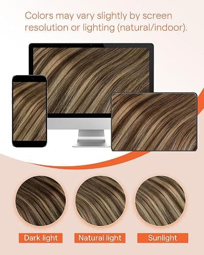 Sunny Hair Brown Micro Link Hair Extensions Human Hair Soft Microloop Hair Extensions Human Hair Dark Brown Highlight Caramel Blonde Cold Fusion Extensions Real Human Hair for Women 20inch 50g thumbnail 9