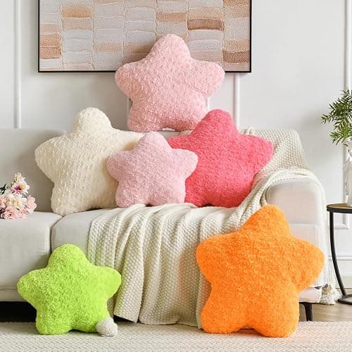 ZCNYCLAM Star Pillow, 14.9" Star Shaped Plush Pillow for Couch Bed Sofa, Cute Decorative Throw Pillows with Soft Faux Fur Room Decor for Bedroom Living Room (Beige) thumbnail 6
