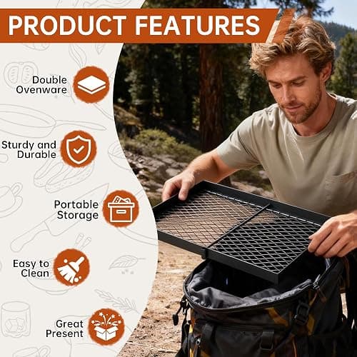 ABSCONDO Height-Adjustable Campfire Grill grate, Swivel Fire Pit Grilling Grate, Heavy Duty Portable Over Fire Cooking Grate with Handbag for Outdoor Camping Hiking Backpacking and Family Gatherings thumbnail 7