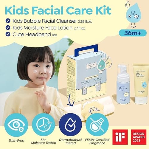 GOONGBE Kids Facial Care Kit - Korean Low pH Bubble Facial Cleanser & Moisture Face Lotion - Face Wash & Moisturizer Set with Cica & Panthenol - Allergen-Free Formula 3.38 fl.oz. & 2.7 oz. thumbnail 2