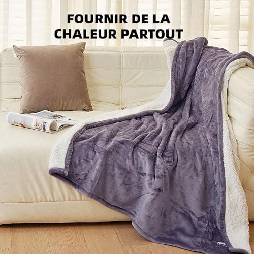 JET'S HOME Couverture Chauffante Électrique 1 Personne 130x180cm - Plaid Chauffant 6 Réglages de Température Fermeture Auto Réglable,Protection Contre la Surchauffe Lavable en Machine (Pourpre) thumbnail 6