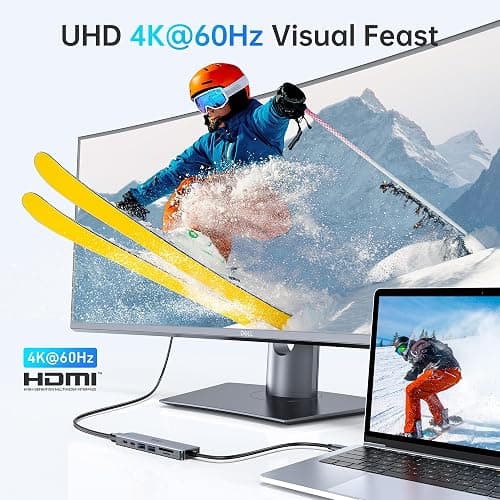USB C Hub HDMI Adapter for MacBook Pro/Air, 7 in 1 USB C Dongle with HDMI, SD/TF Card Reader, USBC Data Port,100W PD, and 2 USB 3.0 Compatible for MacBook Pro/Air, Dell XPS, Lenovo Thinkpad thumbnail 3