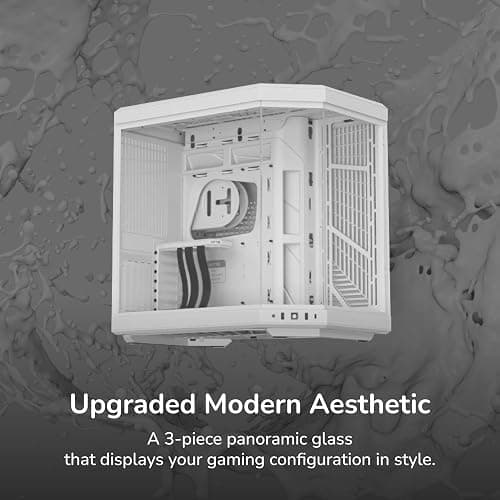 Hyte Y70 Modern Aesthetic Gaming PC Case - Panoramic Glass | High-Airflow Design | Cable Management | Dual Chamber ATX Mid-Tower Chassis | 10 Fan Capacity | Luxury PCIe 4.0 Riser Cable - Snow White thumbnail 3