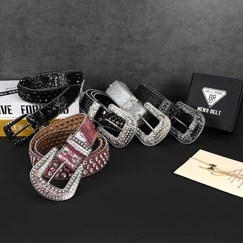 BELTROAD Rhinestone Belt Goth Bling Belts for Women and Men Western Cowboy Cowgirl Belts for Jeans, Halloween Belt thumbnail 5