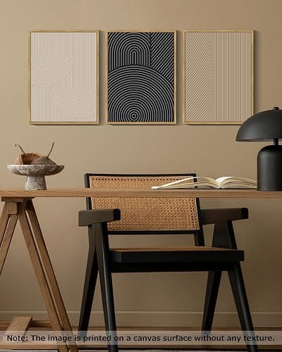 Drsoum Mid-Century Modern Framed Wall Art Minimalist Abstract Boho Neutral Line Wall Decor Geometric Artwork Kitchen Dining Room 11x14in Natural Framed thumbnail 6