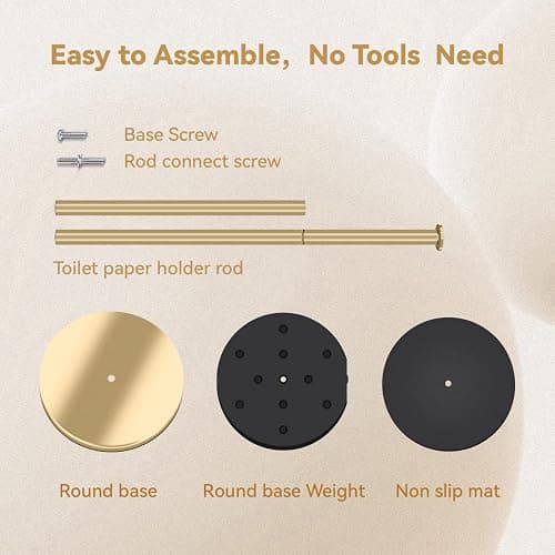 RRM Toilet Paper Holder Stand, Bathroom Free Standing Toilet Paper Holder with Reserve Storage 3-4 Toilet Paper Rolls (Golden) thumbnail 7