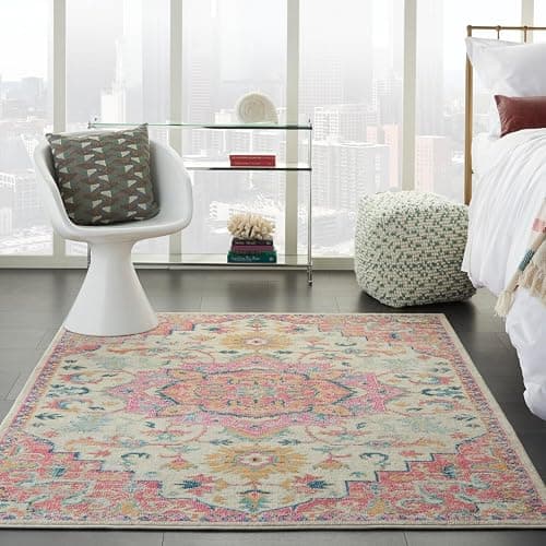 Nourison Home Passion Ivory/Pink 3'9" x 5'9" Area Rug, Boho, Moroccan, Bed Room, Living Room, Dining Room, Kitchen, Easy Cleaning, Non Shedding, (4' x 6') thumbnail 2