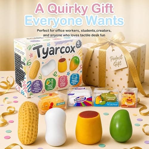 Tyarcox 4 Pack Crunchy Squishy Stress Ball, Mango Pudding Peanut & Soap Block Flake Filled ASMR Fidget, Moldable Sensory Squeeze Gift with Premium Box, Party Favors & Gifts thumbnail 7