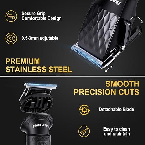 FADEKING® Professional Hair Clippers for Men - Cordless Beard Trimmer & Nose Hair Trimmer Set, All-in-One Mens Grooming Kit with Foil Shaver - Fathers Day Gift for Dad Men Husband thumbnail 2