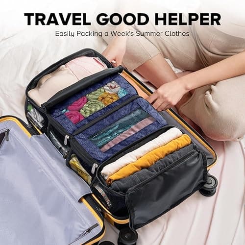 Suitcase Organizer, Travel Luggage Organizer Hanging Shelves Packing Cube Closet/Collapsible Portable Travel Organizer for Carry-on thumbnail 6