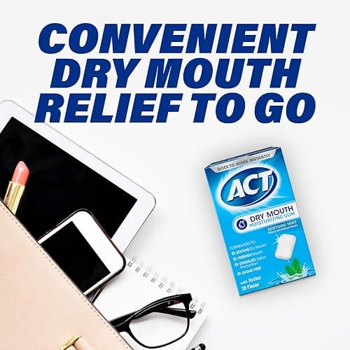 ACT Dry Mouth Moisturizing Gum, 20 Pieces, With Xylitol, Sugar Free Soothing Mint thumbnail 8