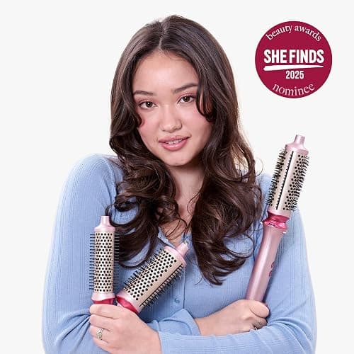 Wavytalk Thermal Brush Set Heatwave Pro 3 Size Ionic Heated Round Brush | Detachable Brush Head for Short to Long Hair, Bilateral Negative Ions for Frizz-Free Shiny Blowout, Pink thumbnail 7