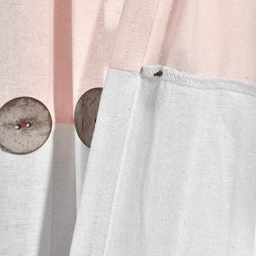Lush Decor Linen Button Shower Curtain, 72" W x 72" L, Blush & Off White - Pink Bathroom Curtain - Fabric Shower Curtains - Farmhouse Bathroom Decor thumbnail 6
