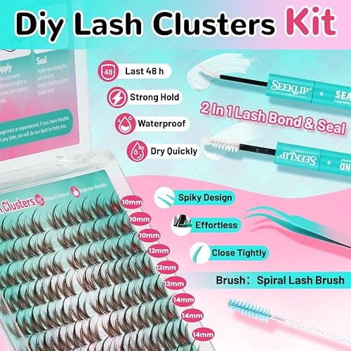 Brown Lash Clusters Kit Manga Eyelash Cluster Spiky Lashes Extensions | 10-14 C Curl 90pcs Wispy Lash Cluster Kit with Bond & Seal Natural Eyelash Cluster Anime Individual Lashes for Beginners thumbnail 3