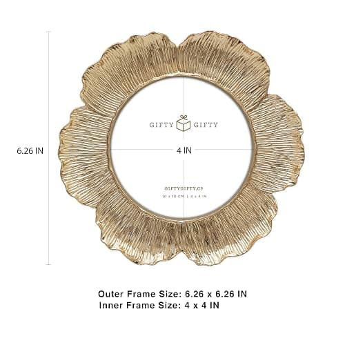 GIFTY GIFTY Circular Gold Floral Photo Frame / 4x4 In | For Tabletop Display | Perfect for Home Decor, Wedding, Graduation, Or Milestone Photos thumbnail 2