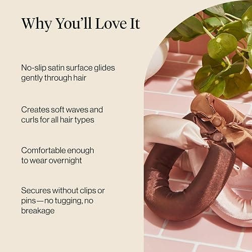 Kitsch Satin Hair Curlers, Heatless Curling Rod - Jumbo Flexi Rod, Heatless Hair Curler - Hair Curlers to Sleep In - No Heat Overnight Curls - For All Hair Types and Texture - 4pcs Rosewood thumbnail 5