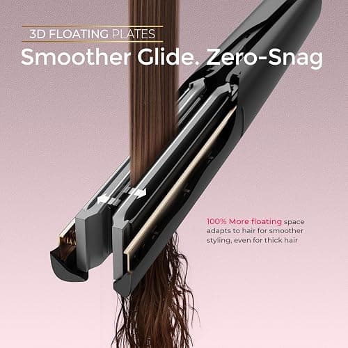 TYMO 2.0 Flat Iron Hair Straightener - Professional Long Ceramic Plate 2 in 1 Straightener & Curler for Fast Smooth Styling, Hair Straighteners for Women with Hollow Design to Boost Curls, 500M Ions thumbnail 4