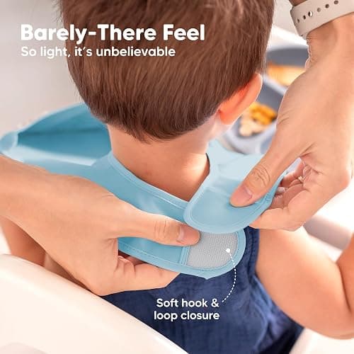 KeaBabies 3-Pack Waterproof Baby Bibs for Eating - Lightweight Toddler Feeding Bibs with Large Food Catcher, Mess Proof, Food-Grade Baby Eating Essentials, Easy to Put On & Clean (Ocean) thumbnail 4