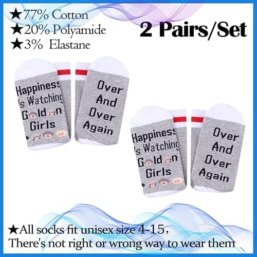PXTIDY 2 Pairs Golden Inspired Girls TV Show Socks - Happiness Is Watching Novelty Socks - Friendship Gift thumbnail 3