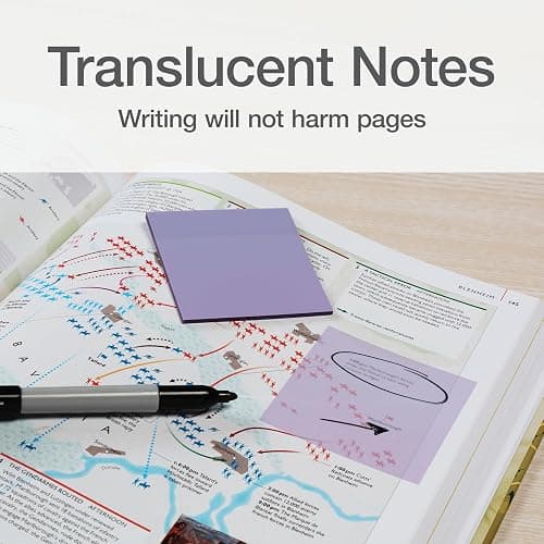 Redi-Tag Translucent Sticky Notes, Transparent Self-Stick Notes, 3" x 3", Pastel Colors, 8 Pads, 50 Notes Per Pad, 400 Sheets (1006595) thumbnail 3
