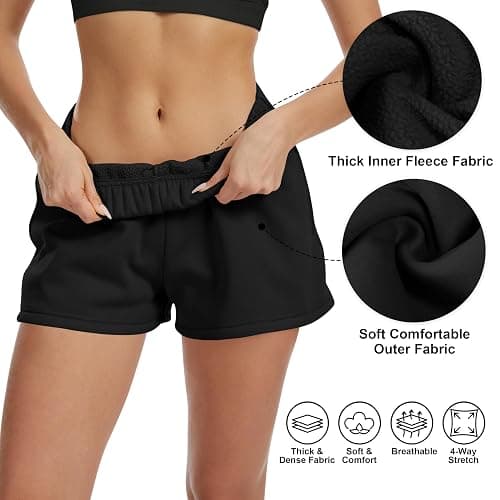 ALTHLEMON Women's Sweat Shorts High Waisted Fleece Lined Casual Lounge Athletic Cotton Shorts with Pockets thumbnail 4