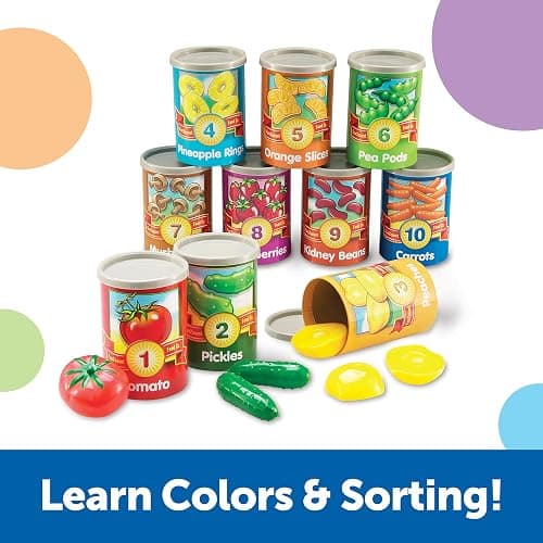 Learning Resources One to Ten Counting Cans - 65 Pieces, Ages 3+, Toddler Activities, Preschool Pretend Play, Supermarket Food Toys thumbnail 3