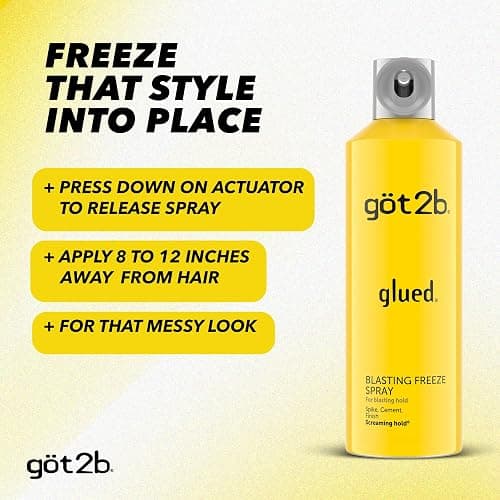 got2b Glued Blasting Freeze Hair Spray, 12 Fl Oz, Pack of 2, Extra Strong Holding Spray for Spikes & Styles, Long-Lasting All-Day Hold, Wind-Tested, Humidity-Resistant, Washes Out Easily thumbnail 8