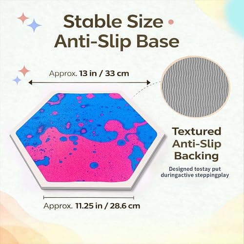 JUEOQOY Sensory Floor Tiles for Kids Ages 3+ – Hexagon Step-On Tiles with Textured Non-Slip Base, Colorful Liquid Motion for Interactive Play in Playroom or Classroom (9 Pack) thumbnail 3