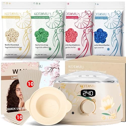KOTAMU Waxing Kit for Women & Men, Wax Warmer for Hair Removal, Digital Wax Kit with Silicone Pot,Ideal for Face Eyebrow Arm Legs Armpit &Sensitive Skin, Bloomy Waxing Machine for Home Salon Use - Image 1