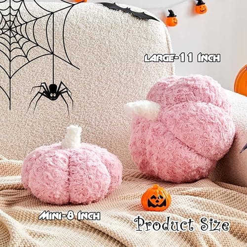 Lfsaaj Pumpkin Pillow Fall Pumpkin Throw Pillow Halloween Decorative Pillow | 8"x4" Dusty Pink Pumpkin Shaped Pillows Small Cute Autumn Plush Throw Pillows for Halloween Thanksgiving Fall Room Decor thumbnail 2