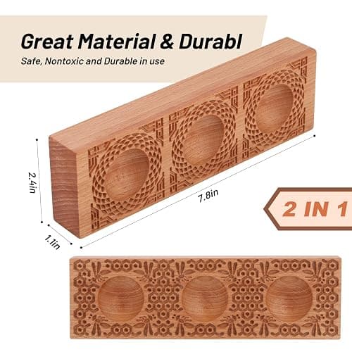 Wooden Ravioli Mold Handmade Pasta Ravioli Board Wood Ravioli Mould Homemade Fresh Pasta wooden Board Tools, Maveite 2 in 1 braid pattern and honeycomb with bees pattern, Pasta Lovers Gift thumbnail 2