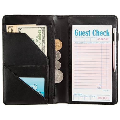 Black Server Books for Waitress Book Waiter Book Server Booklet Restaurant Waitstaff Organizer Serving Book Guest Check Book Holder Money Pocket Fits Server Apron（Bee) thumbnail 4