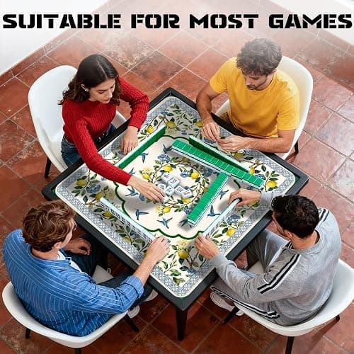 HEIFAM Mahjong Mat for Table, Mahjong Table Mat with Lemon 31x 31in, Non-Slip Noise Reduction Mah Jong Mat with Carrying Bag, Game Table Cover for Mahjongs Poker Card Dominoes, Christmas Birthday Gift thumbnail 6