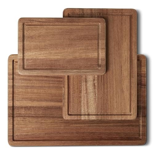Amazon Basics Wooden Chopping Boards, 3-Piece Set, Acacia Wood Pre Oiled - Image 1