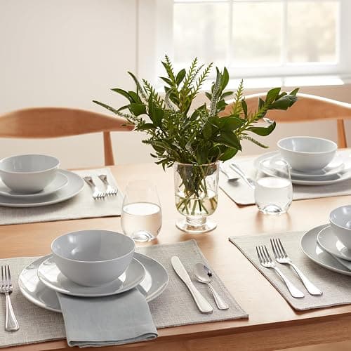 Amazon Basics 18-Piece Kitchen Dinnerware Set, Plates, Dishes, Bowls, Service for 6, White Porcelain Coupe - White Porcelain Coupe thumbnail 8