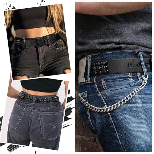 YA BELT Studded Belt for Women and Men Goth Metal Punk Belt Scene Style Cool Belts for Jeans thumbnail 6