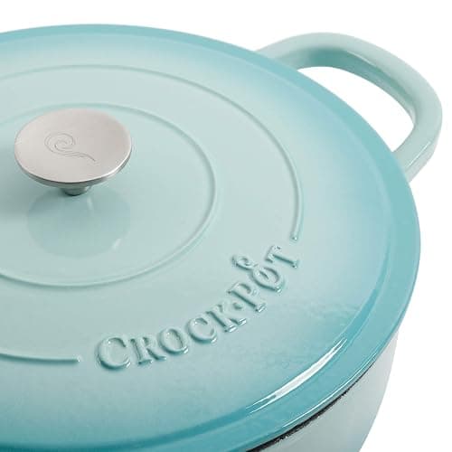 Crock Pot Artisan Enameled Cast Iron Braiser W/Lid, 5-Quart, Aqua thumbnail 5