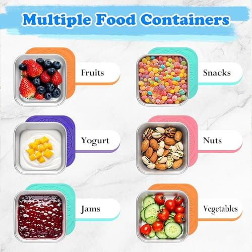 4Pack 6oz Reusable Stainless Steel Snack Containers for Kids, Easy Open Leak Proof Metal Small Toddler Snack Containers with Silicone Lids, Stackable Metal Toddler Lunch Box for Daycare School Travel thumbnail 6